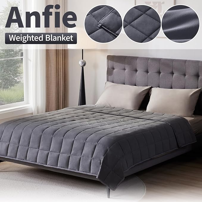 Weighted Blanket Queen/King Size (80"x87" 17lbs),Ultra Soft and Cozy Cooling Weighted Blanket for Adult,Heavy Blanket with Machine Washable Soft Blanket, Dark Grey