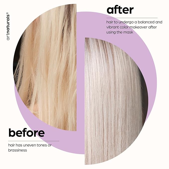 Artnaturals Purple Hair Mask for Blonde, Silver & Platinum Hair - Removes Yellow Brassy Color, Repairs Dry & Bleached Hair - Deep Conditioning Treatment Hair Moisturizer - Sulfate Free (8 Oz/226g)