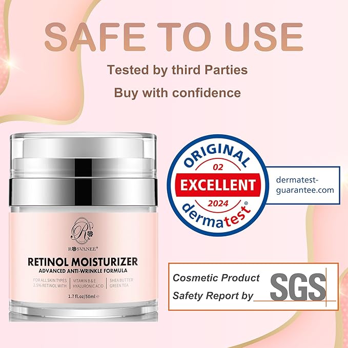 Retinol Cream Face Moisturizer for Women Men Anti Aging Wrinkle Cream with Retinol, Nacinamide, AH-8 Peptides, Botanical Extracts Facial Eye Cream for Day Night