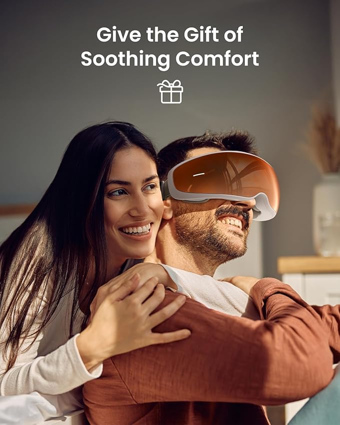 RENPHO Eyeris Calina Eye & Temple Massager for Migraines, Voice Control Smart Migraine Massager, Slidable Temple Massage Cushions, Heated Eye Mask Improve Sleep Stress Relief, Gifts for Women