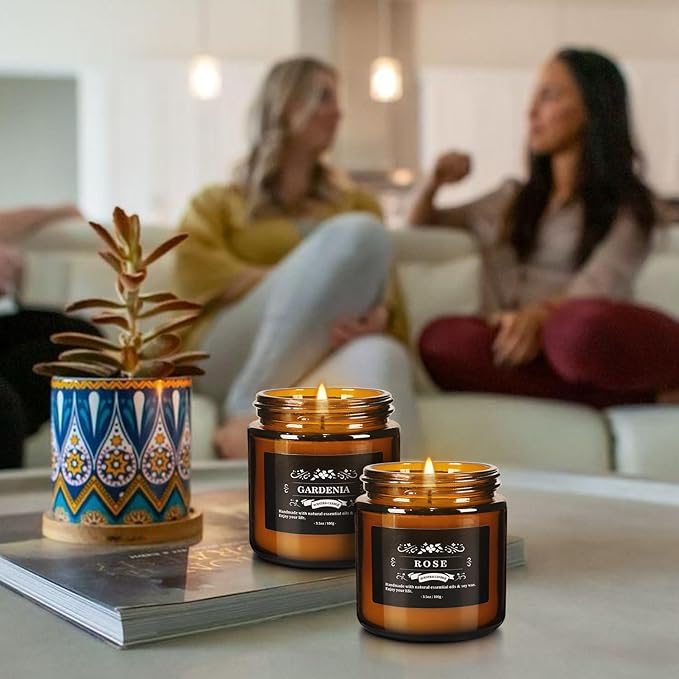 Christmas Scented Candle Set 12 Pack, Candle for Home Scented, Odor Eliminating, Stress Relief, Long Lasting Soy Wax Gift Set