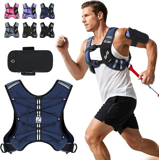 Sportneer Weighted Vest Woman: 8lb/12lb/15lb/20lb/25lb Weight Vest with Detachable Phone Bag, Adjustable Women Weighted Vest Rucking Vest for Walking Strength Training Muscle Building Weight Loss