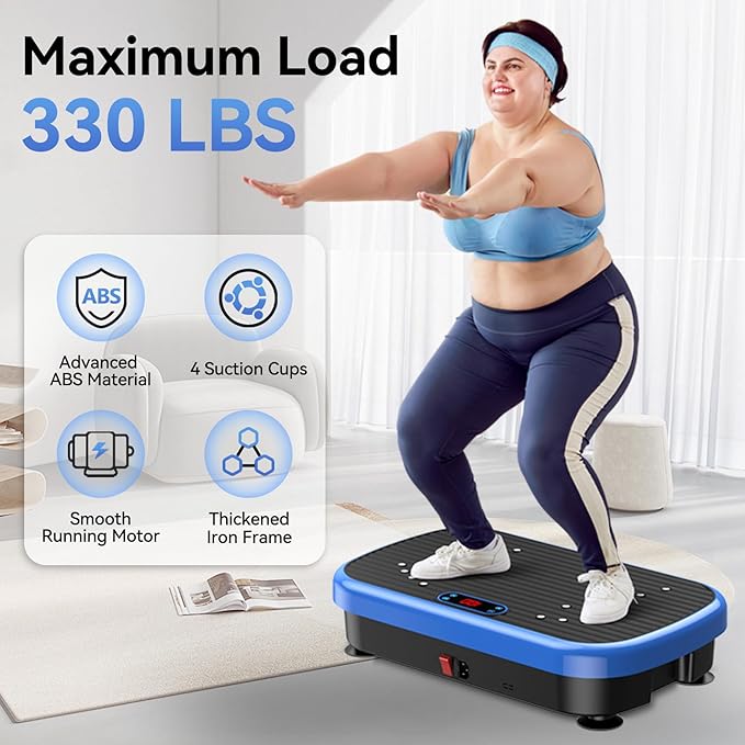 Vibration Plate Exercise Machine Weight Loss, Whole Body Vibration Plate for Lymphatic Drainage, 180 Adjustable Speeds Vibrating Plate 330 Lbs Capacity Fitness Platform for Women Men