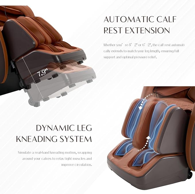 3D Massage Chair, Full Body Massage Chair, Zero Gravity Recliner w/Dynamic Leg Kneading System, 53.14" SL Track, Sleek Appearance, 12 Auto Modes, Wireless Charging, Bluetooth Speaker, TFT Screen