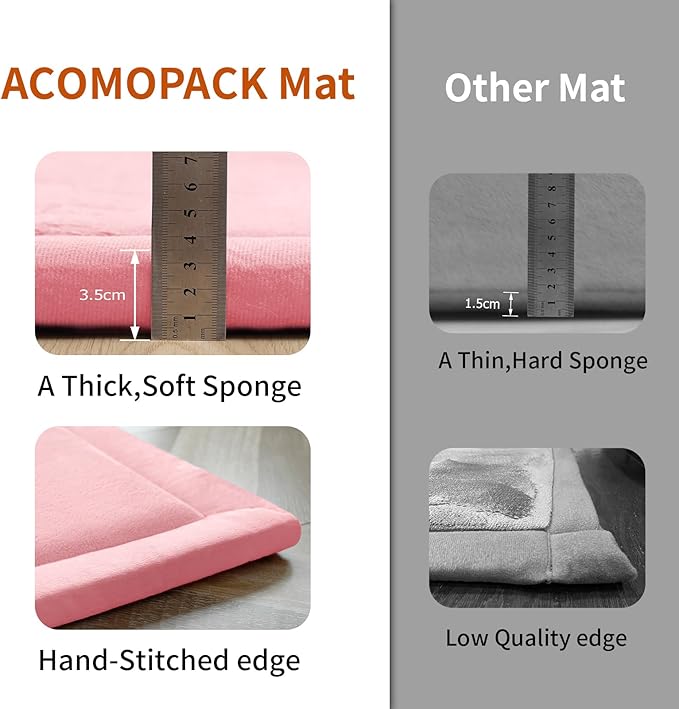 ACOMOPACK Baby Play Mat for Floor,1.3" Thick Memory Foam Area Rug for Living Room,Soft Velvet Crawling with Non-Slip Bottom for Kid,Toddler,79"×118" Tummy Time Nursery Rugs,Yoga(Pink)