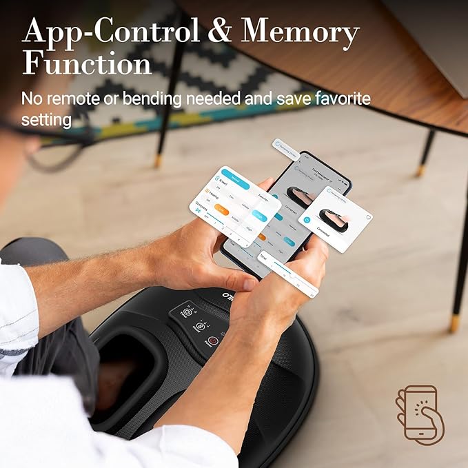 Shiatsu Foot Massager with Heat - Upgraded Foot Kneading Massage with App Control,Feet Massager for Plantar Fasciitis & Neuropathy Pain,Adjustable Compression & Heat,Fits Size Up to 13"