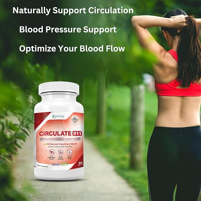Circulate 911 Supplement - Blood Flow Support Natural Antioxidant & Immune Support, Healthy Blood Pressure - 60 Capsules