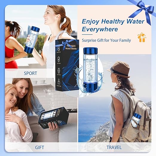 Hydrogen Water Bottle Generator, Portable Hydrogen Water Ionizer Machine Rechargeable Hydrogen Rich Water Bottle for Travel 420ml Gift for Women Gifts