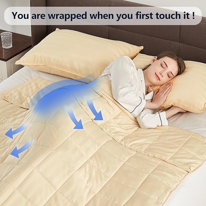 Weighted Blanket Queen Size (60"x80" 17lbs),Ultra Soft and Cozy Cooling Weighted Blanket Queen Size for Adult,Heavy Blanket with Machine Washable Soft Blanket, Beige