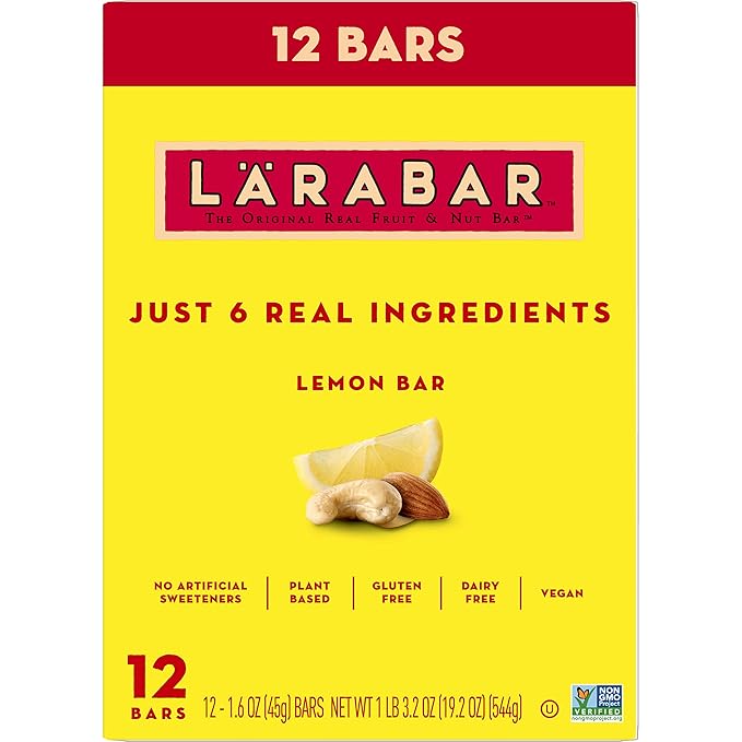 Larabar Lemon Bar Fruit and Nut Bars, Gluten Free and Vegan, 19.2 oz, 12 Ct