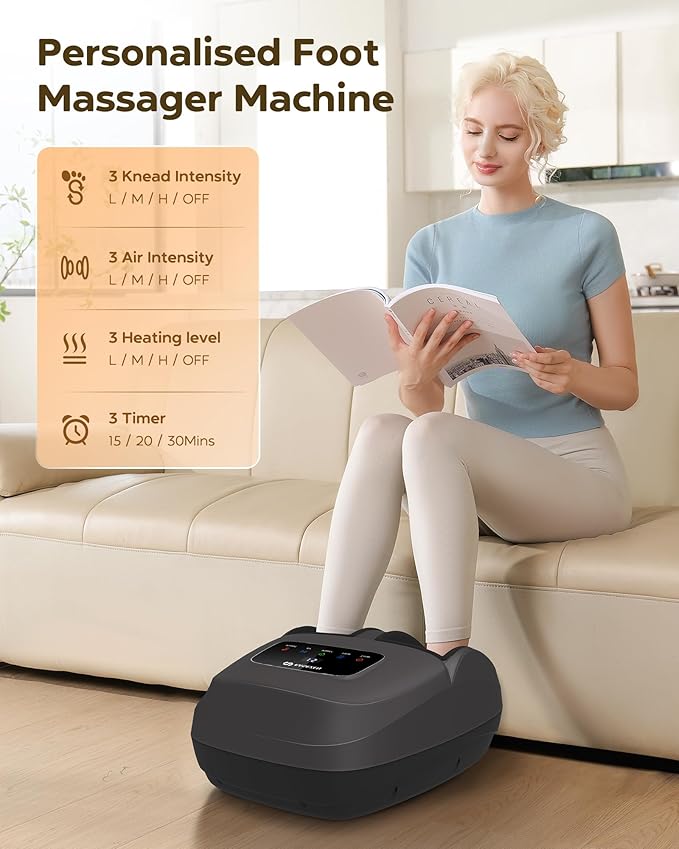 Shiatsu Foot Massager Machine with Heat, Deep Kneading, 2025 Upgrade Electric Foot Massager for Plantar Fasciitis, Neuropathy, Decent Gifts for Dad, Man, Fits up to Size 14