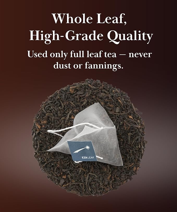 EZR Leaf English Breakfast Premium Whole Leaf Ceylon Black Tea, 20 counts 2.1 Once, Rich Flavor & Bold Aroma Blend, A Morning Ritual in Every Cup