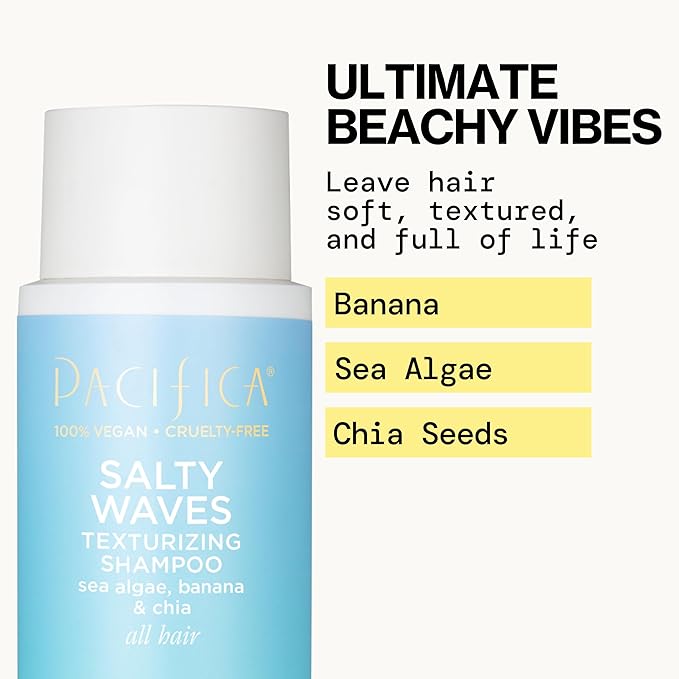 Pacifica Beauty Salty Waves Texturizing Shampoo + Texturizing Conditioner | For All Hair Types | Perfect and Effortless Beach Hair | 100% Vegan & Cruelty Free | Sulfate + Paraben Free