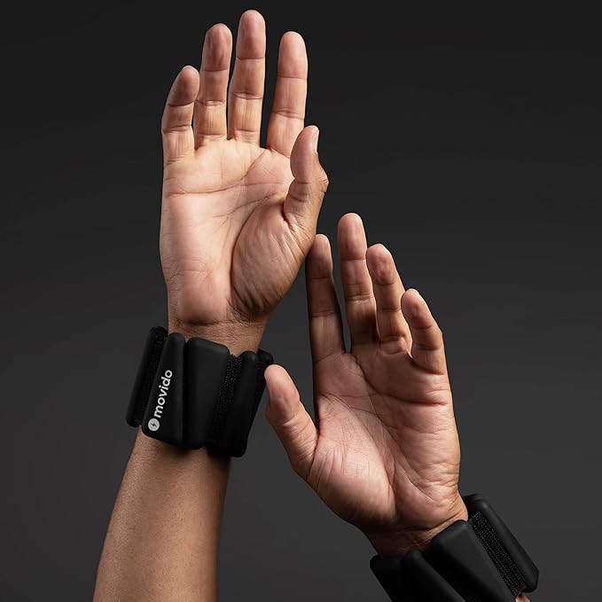 Movido Wrist and Ankle Weights | 1 lb each (2 per set) | Adjustable Workout Weights for Women and Men | Perfect for Yoga, Walking, Pilates, Hiking, Aerobics, Movement