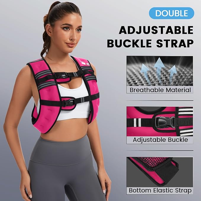 Weighted Vest Woman - 6lb/8lb/12lb/16lb/20lb/25lb/30lb Womens Weight Vest for Walking, Strength Training Weight Vests for Men, Reflective Stripe Fitness Vest for Workout Running Jogging