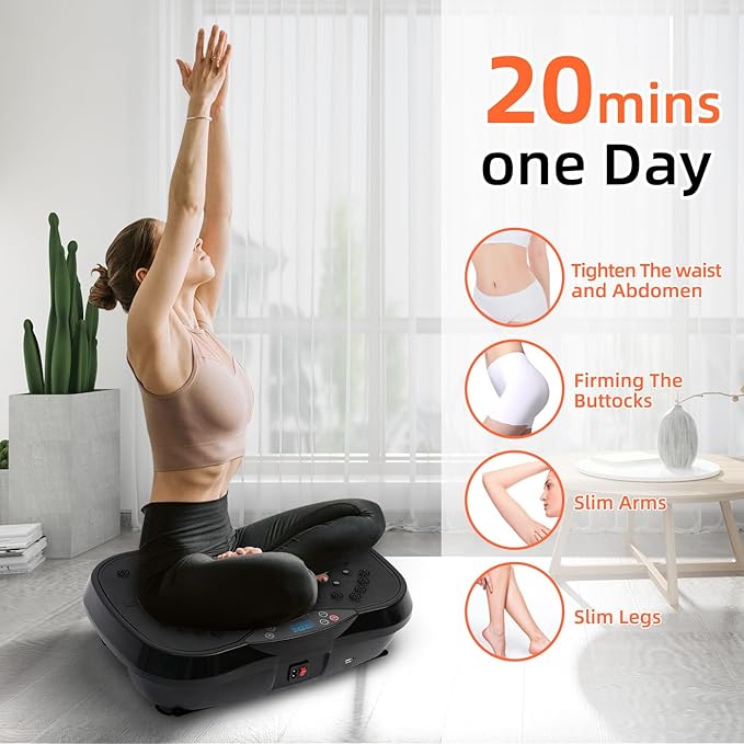 ALSO GO Vibration Plate Exercise Machine, 3 Workout Modes & 120-Level Vibration Platform for Weight Loss/Lymphatic Drainage, 400lbs Capacity Vibration Board with Resistance Bands for Full Body Workout