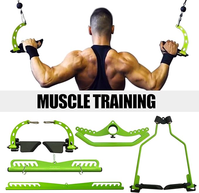 KORIKAHM Adjustable Lat Pull down Bar, Cable Machine Attachments for Gym, Home Gym Fitness T-bar Row Pulldown Attachments, Lat Pull Down Machine Wide Grip Neutral Grip Handle