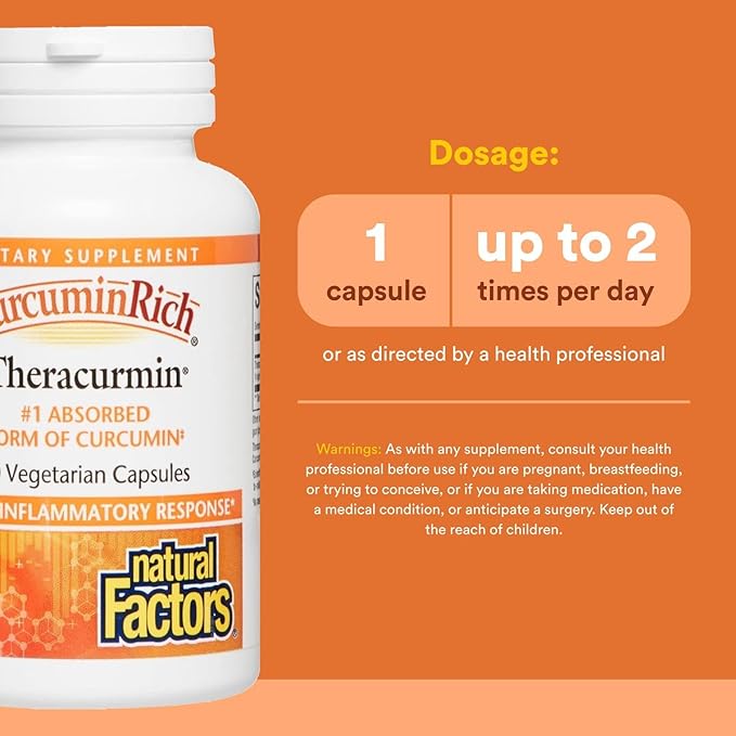 Natural Factors CurcuminRich Theracurmin, 30 mg, Formulated for Superior Absorption, 60 Vegetarian Capsules