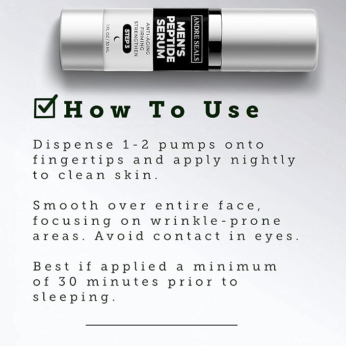 Face Serum for Men - Anti-Aging, Wrinkle Reduction & Collagen Boost with Multi-Peptide, Hyaluronic Acid, Green Tea & Vitamin E | Mens Skincare | 1oz | Night Time Face Serum
