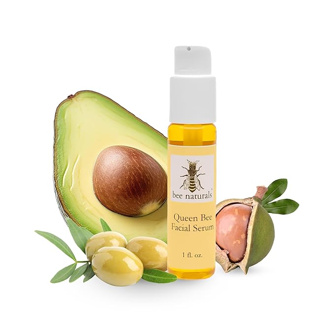 Bee Naturals Queen Bee Facial Serum-Antioxidant-Rich with Organic Tamanu Oil, Beta Carotene & Rose Absolute, Anti-Aging & Hydrating for Dry, Damaged Skin-Vitamin C & E, Pure Essential Oils, 1 fl oz