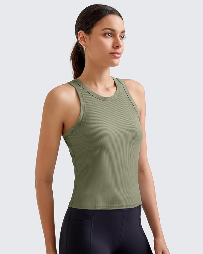 G4Free Workout Tank Tops for Women Slim Fitted Racerback Ribbed Athletic Gym Yoga Tanks Summer Casual
