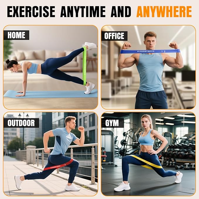 Resistance Bands for Working Out, Exercise Bands Resistance Bands Set with 5 Resistance Levels, Latex Loop Bands for Women Men, Workout Bands for Legs, Glutes, Strength Training, Yoga, Home Gym