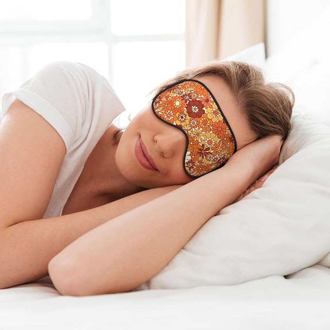 Sleep Eye Mask Vintage Boho Floral Hippie Flower Sleep Mask for Women Men Comfortable Eye Mask with Adjustable Strap Soft Eye Cover Blindfold for Travel Yoga Nap Shift Work