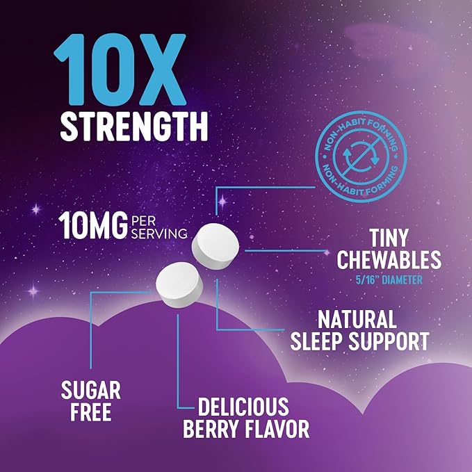 Melatonin 10mg Fast Dissolve Supplements, Sleep Support Supplement for Adults - Extra Strength 10 mg Melatonin Tablet for Restful Sleep Support, Strawberry Flavor, Sugar-Free Non-GMO - 240 Tablets