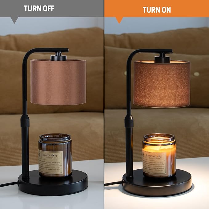 Candle Warmer Lamp with Timer, Dimmable Candle Wax Warmer with 2 Light Bulbs, Height Adjustable Electric Candle Light Scented Candles, Home Room Decor, Gifts for Women Mom