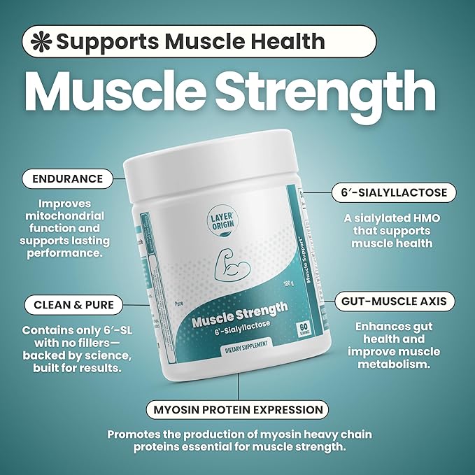 Layer Origin 6'-Sialyllactose (6'-SL HMO) for Muscle Strength and GNE Weakness - 60 Servings