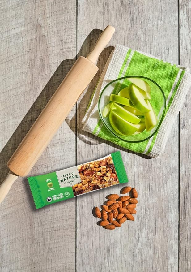 Taste of Nature Organic Apple Snack Bar - Healthy, Gluten Free, Non GMO, Vegan Snack Bars with Mixed Nuts, Fruits and Seeds - 16-Count Snack Pack