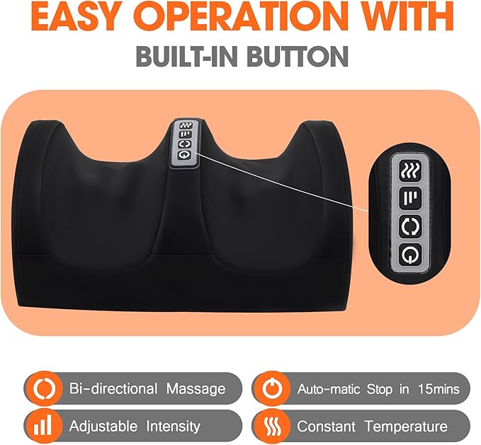 Shiatsu Foot Massager with Heat,Foot and Calf Massager with Roller, Deep Massage for Relaxation, Plantar Fasciitis Relief, Promotes Blood Circulation, Gifts for Women & Men(Black)