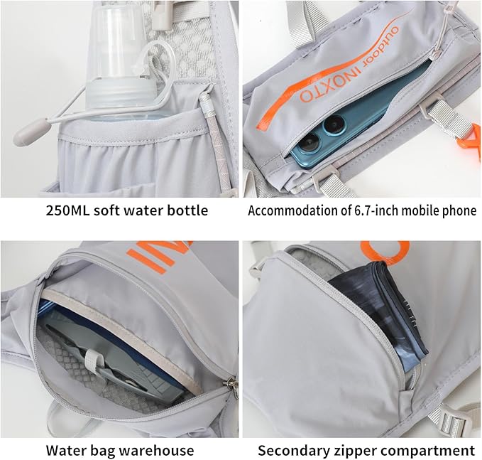 INOXTO Running Hydration Vest Backpack,Lightweight Pack with 1.6L Water Bladder Hydration Backpack Daypack for Hiking Trail Running Cycling Race Marathon for Women Men