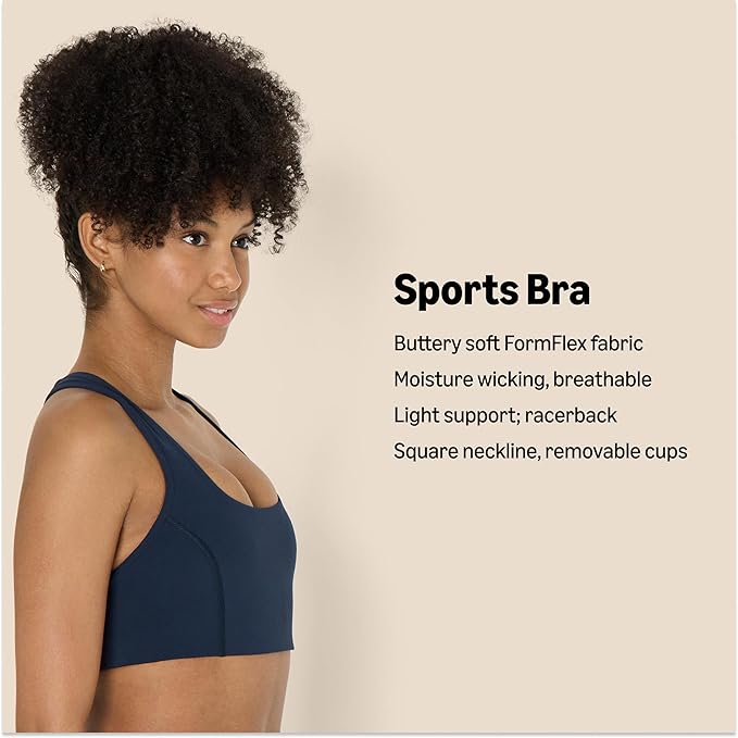 Amazon Essentials Women's Active FormFlex Buttery Soft Light Support Square Neck Racerback Sports Bra