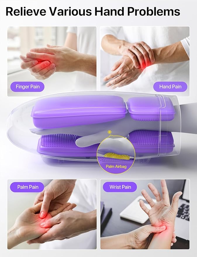RIKE Hand Massager, 6 Modes 6 Intensities Hand Massager with Heat and Compression Arthritis and Carpal Tunnel, Birthday Gifts for Women Men (Black)