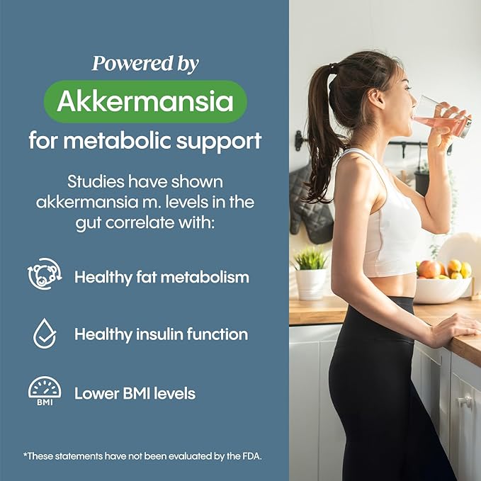 Hydralyte Metabolic Support - 5in1 Probiotic Blend - Support GLP-1 Production with Akkermansia Muciniphila + Prebiotic Fiber + Electrolytes - Daily Metabolism & Digestion - Sugar Free (30 Packets)