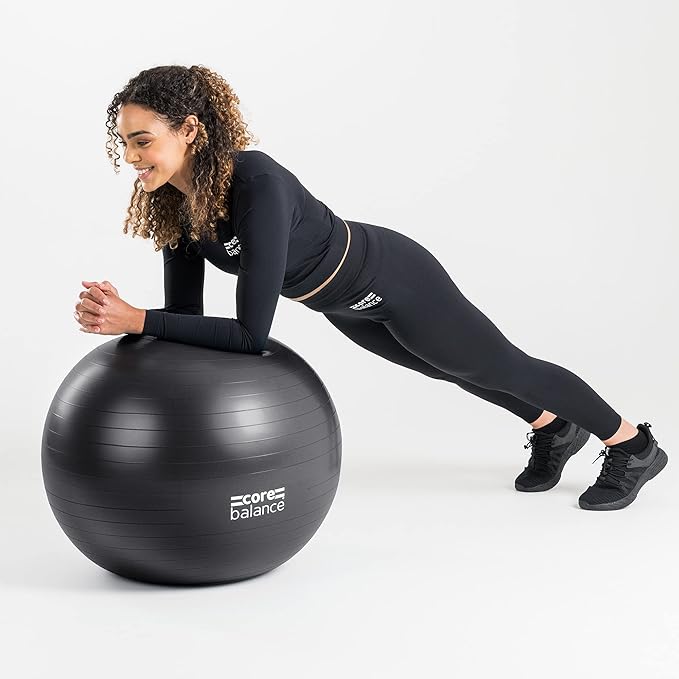 Core Balance Exercise Ball for Workouts, Anti-Burst and Slip Resistant, Swiss Yoga Ball for Pregnancy, Stability, Fitness and Physical Therapy, 4 Sizes, with Pump