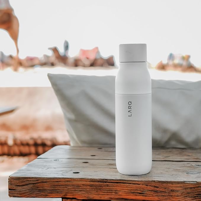 LARQ Bottle PureVis 17 oz - Self-Cleaning and Insulated Stainless Steel Water Bottle with UV Water Purifier and Award-winning Design | Reusable & Travel Friendly, 1-Year Warranty, Granite White