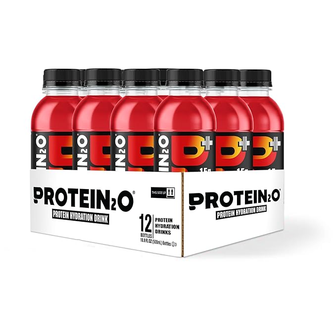 Protein2o 15g Whey Protein Isolate Hydration Drink Plus Energy & Focus, 350mg of Electrolytes, 125mg of Caffeine, Sugar Free, Cherry Lemonade, 16.9 oz Bottle (Pack of 12)