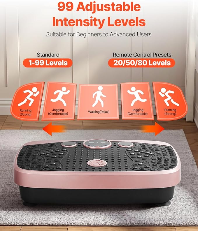 VEVOR Vibration Plate Exercise Machine, Whole Body Shaker for Lymphatic Drainage and Weight Loss, Home Workout Gym Fitness Equipment with 2 Resistance Bands, Vibrating Platform for Women Men