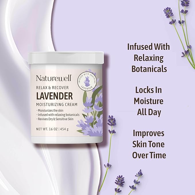 NATURE WELL Lavender Smooth & Soften Moisturizing Cream For Face, Body, & Hands, Calming & Soothing, Infused With Natural Oils & Extracts, Restores Skin Moisture Barrier, 16 Oz
