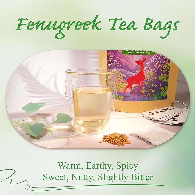 WT WEETEE Fenugreek Tea Bags 100 Count, 100% Natural Premium Whole Fenugreek Methi Seeds, Caffeine-free Nourishing Herbal, No Additives