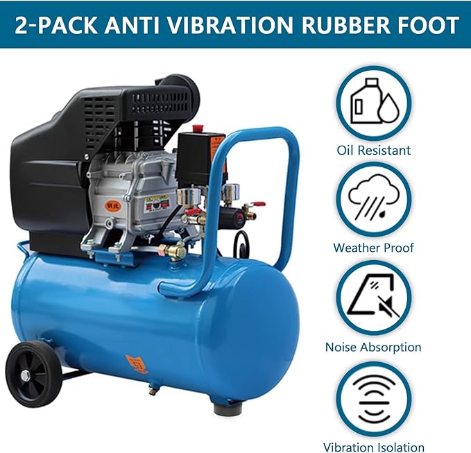 Anti Vibration Heavy Duty Rubber Foot, 1 X 2.5 Inch, Shock Pad Fit for Air Compressor or Pressure Washers, Generator, Pumps, Equipment Solid Rubber, with Screw Kits, 2-Pack