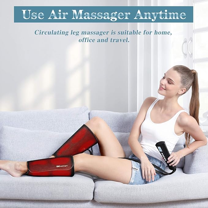 Gifts for Dad Mom Men Women Christmas Mother Day Father Day, Air Compression Massager with Heat for Foot,Leg,Calf,Thigh and Knee, Helpful for Vericose Veins, Muscle Fatigue, Cramps, Swelling and Edema