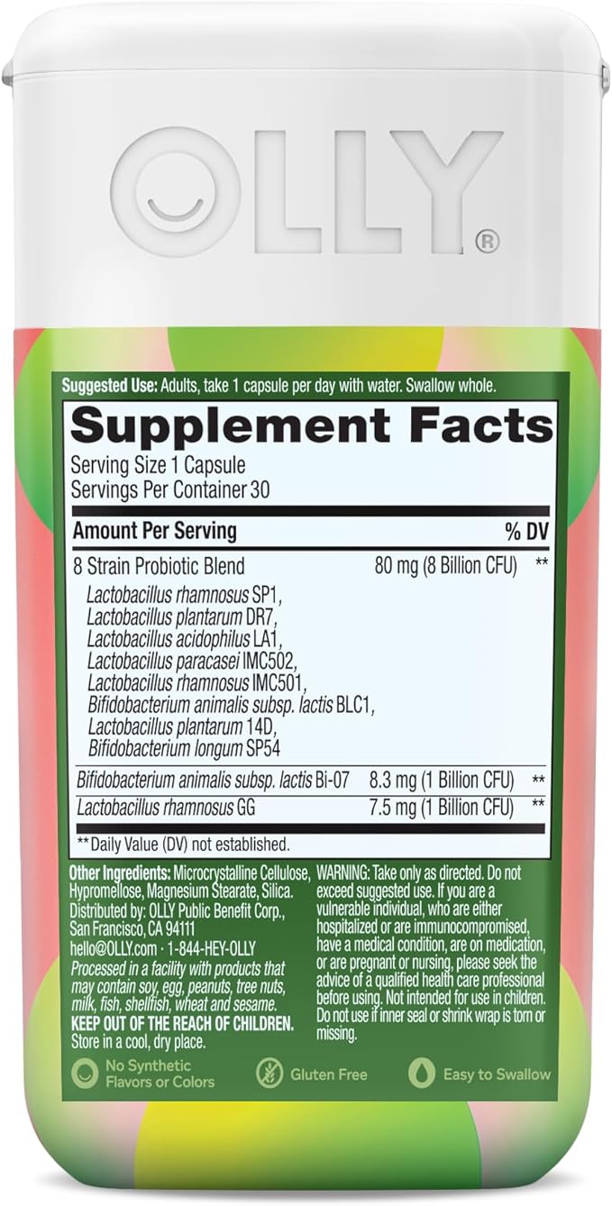 OLLY Big 10 Probiotic, Supports a Healthy Gut Microbiome,* 10 Billion CFUs, 30 Day Supply - 30 Count