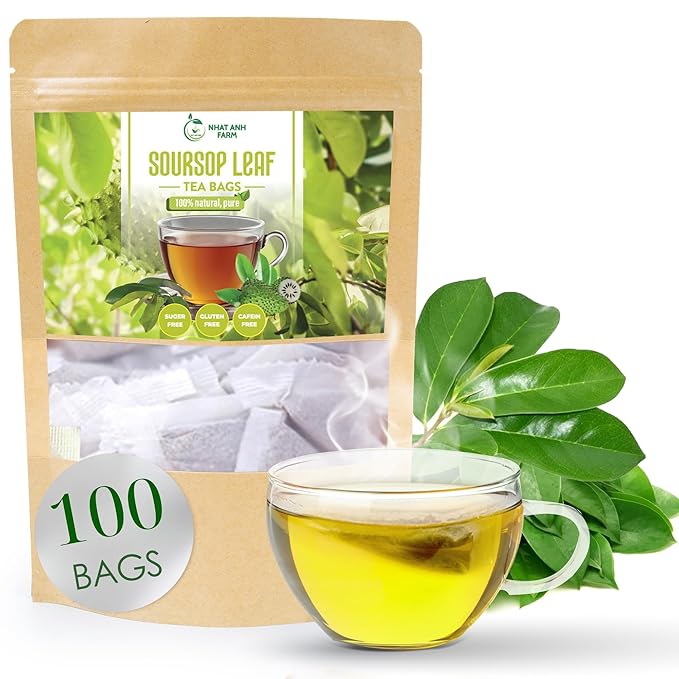 NHAT ANH FARM - Soursop Leaf Tea 100 Bags – Herbal Loose Leaf in Tea Bags - Sugar/Caffeine/Gluten Free. Supports Cardiovascular & Immune Health.