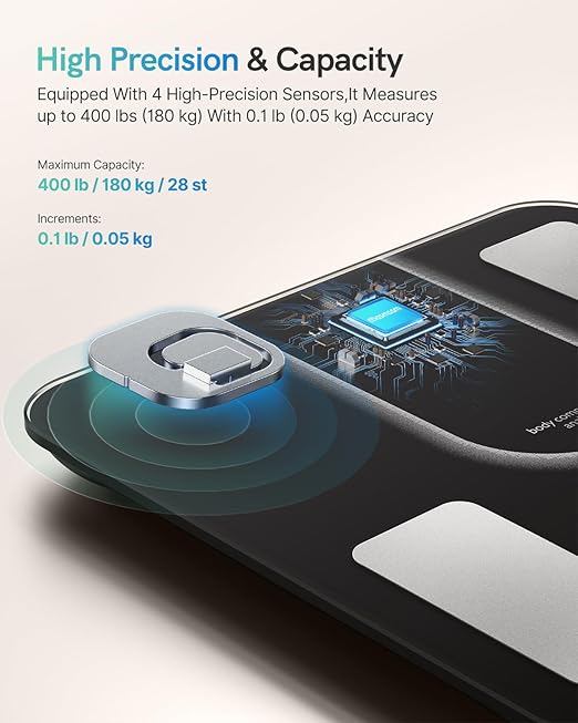 Scale for Body Weight, FSA&HSA Eligible, Smart Scale with 9-in-1 VA Display, High Precision Bathroom Scale 22 Body Composition Heart Rate BMI Body Fat Compatible with iOS & Android