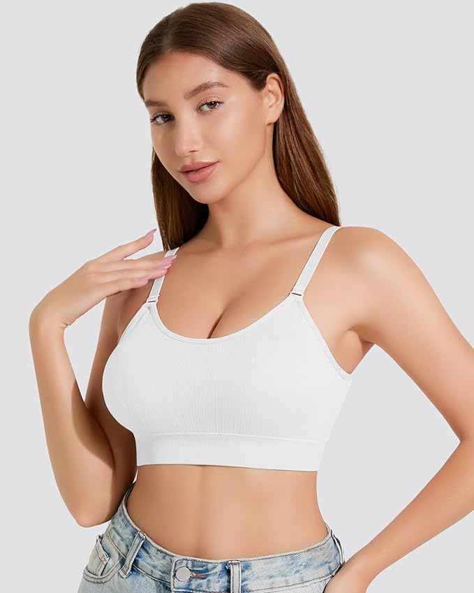 Padded Bralette Sports Bras for Women Pack No Underwire Adjustable Straps Low Back Bra Sleep Bras Lounge Bras for Women