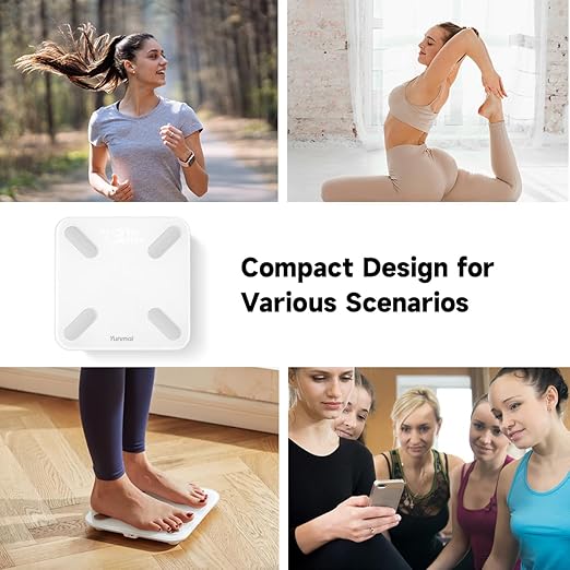 Yunmai Smart Scale with BMI, Body Fat, Muscle Mass, Digital Weight Body Fat Scale Mini, 13 Body Composition Scale Bluetooth Health Apps Compatible, Rechargeable 400lb