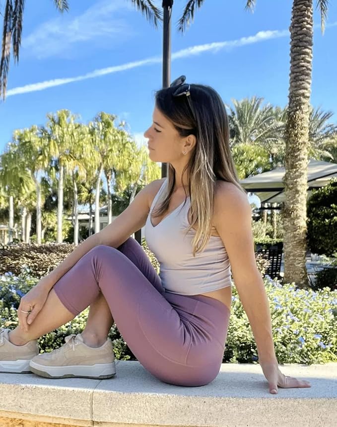 Stelle Women's Capri Yoga Pants with Pockets Essential High Waisted Legging for Workout